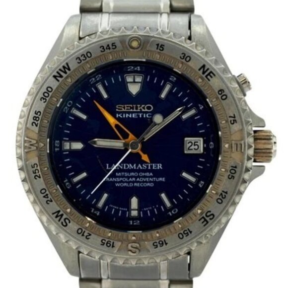 Seiko Kinetic 41mm Titanium WatchSBCW009 Mitsuro Ohba Landmaster 5M45-6A01!